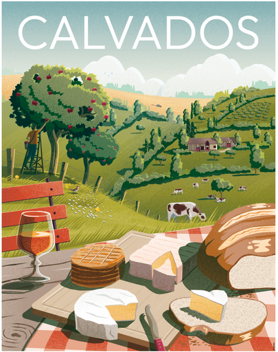 Affiche vache et fromage Calvados